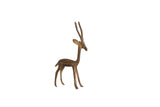 Handmade vintage bronze gazelle sculpture with a slender form and light weathered patina.