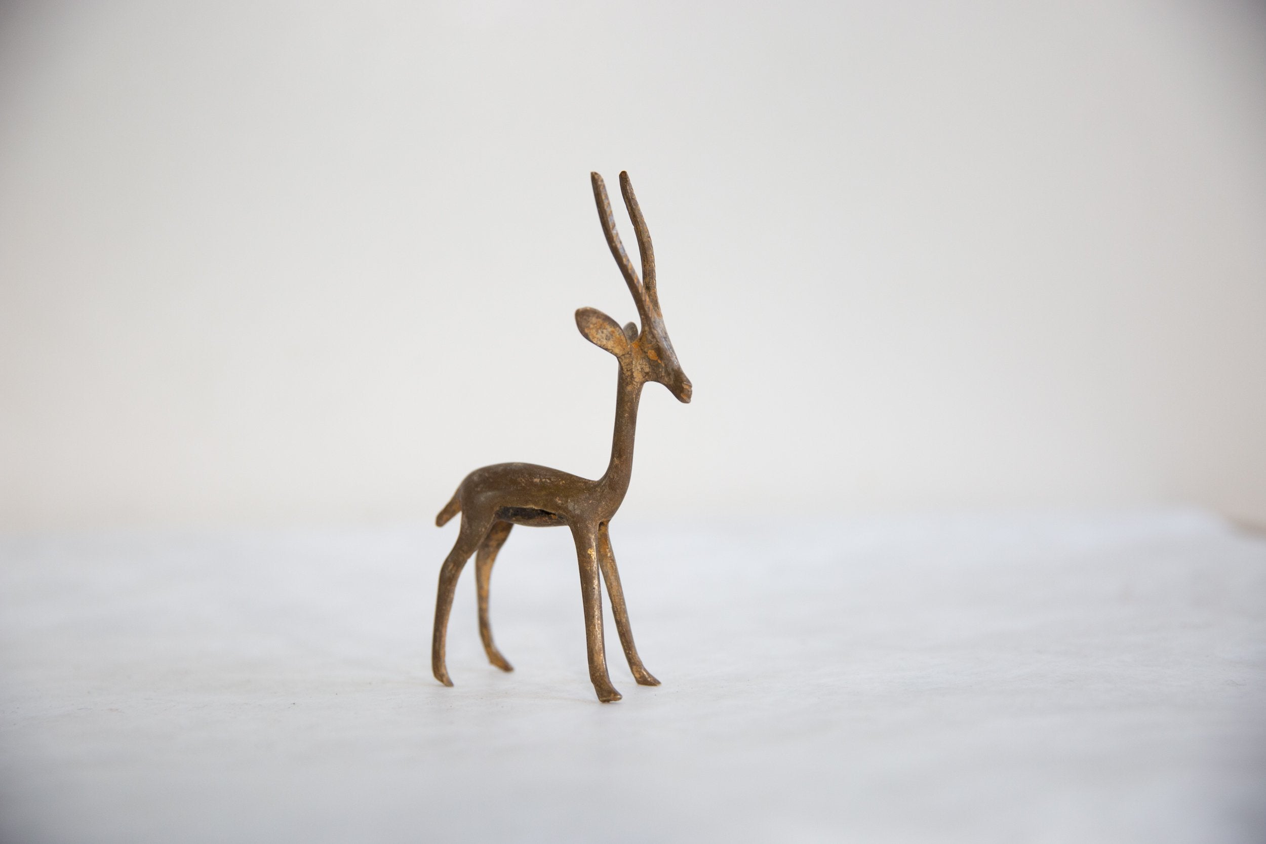 Vintage African Bronze Light Patina Forward Facing Gazelle // ONH Item ab00788 Image 1