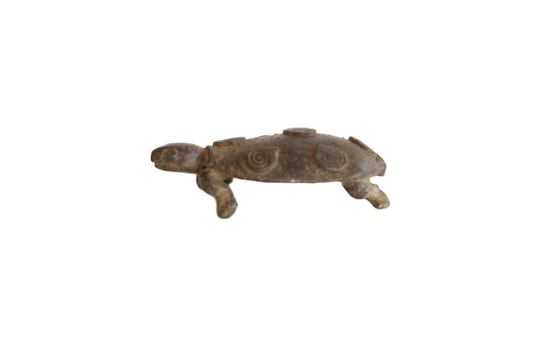 Vintage African Dark Bronze Imperfect Circle Back Turtle // ONH Item ab00790