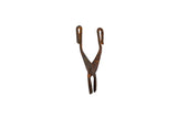 Vintage handmade African bronze tool with a rustic, oxidized patina and looped handles.