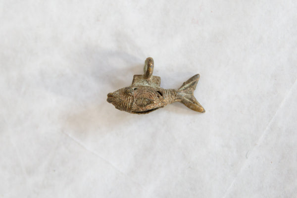 Vintage African Bronze Tiny Wire Design Fish Pendant // ONH Item ab00798 Image 1