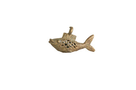 Vintage African Bronze Mesh Design Fish Pendant // ONH Item ab00799