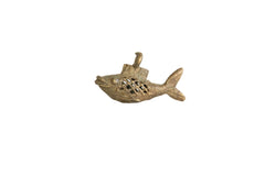 Vintage African Bronze Mesh Design Fish Pendant // ONH Item ab00799