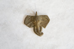 Vintage African Bronze Light Patina Elephant Head Pendant // ONH Item ab00801 Image 1