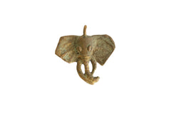 Vintage African Oxidized Golden Patina Elephant Head Pendant // ONH Item ab00803