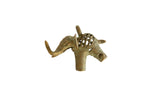 Stylized vintage African elephant pendant showing its oxidized bronze finish and mesh design.