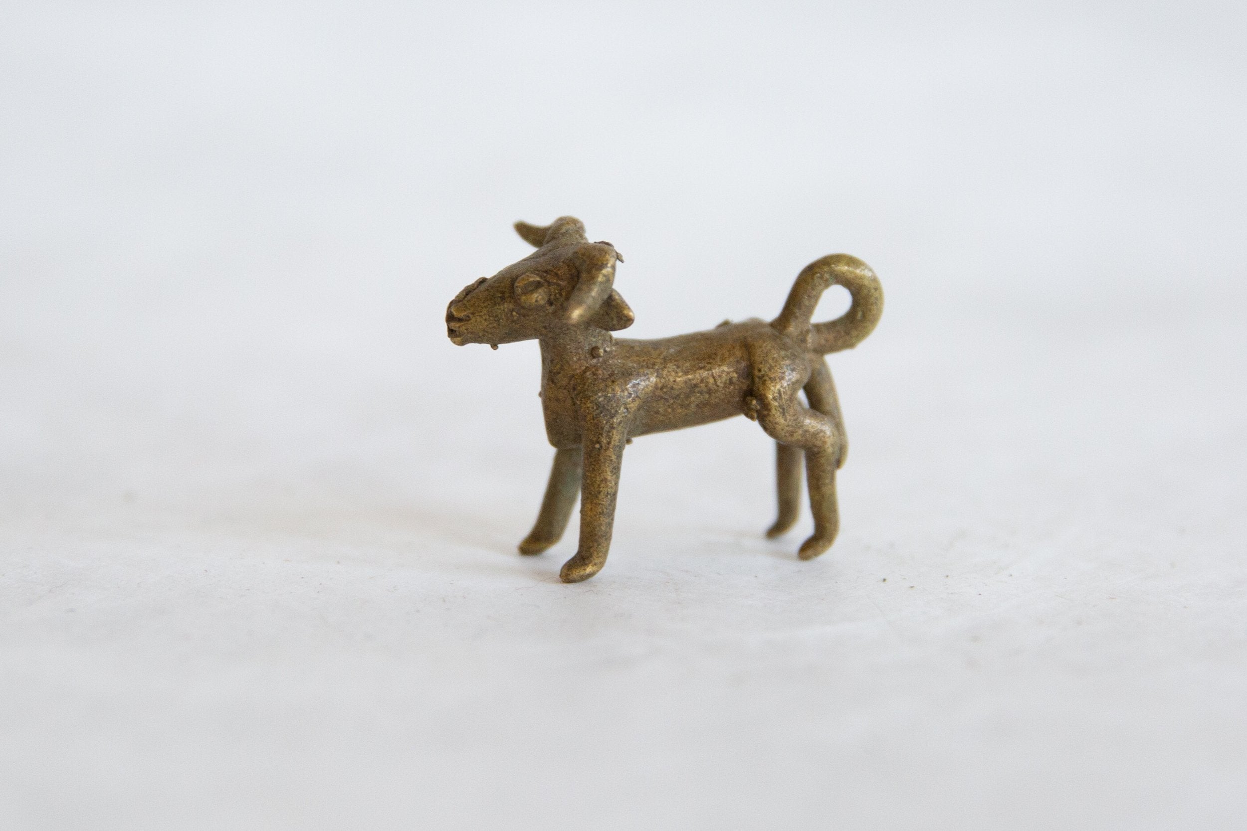 Vintage African Oxidized Bronze Curled Horn Ram Pendant // ONH Item ab00808 Image 1