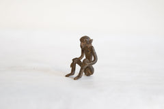 Vintage African Dark Bronze Sitting Monkey // ONH Item ab00809 Image 1