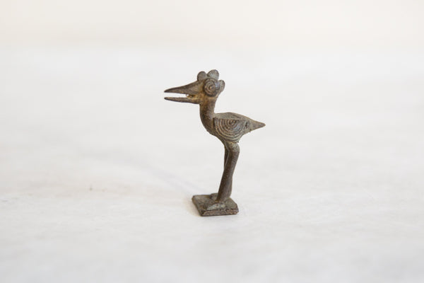 Vintage African Bronze Open Beaked Crowed Stork // ONH Item ab00811 Image 1