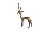 Vintage African dark bronze gazelle sculpture with a slender form and textured patina.