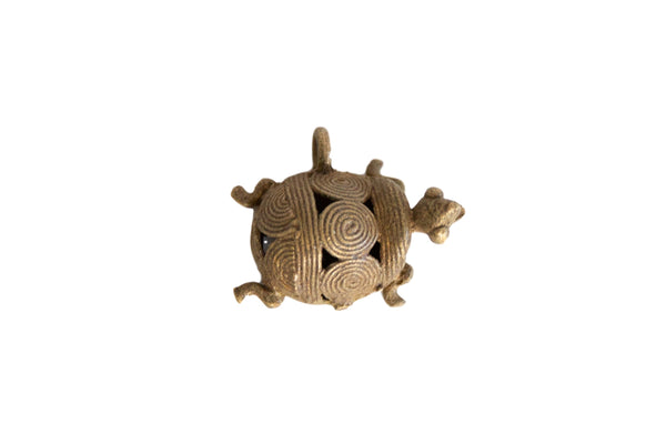 Vintage African Bronze Geometric Wire Design Turtle Pendant // ONH Item ab00816
