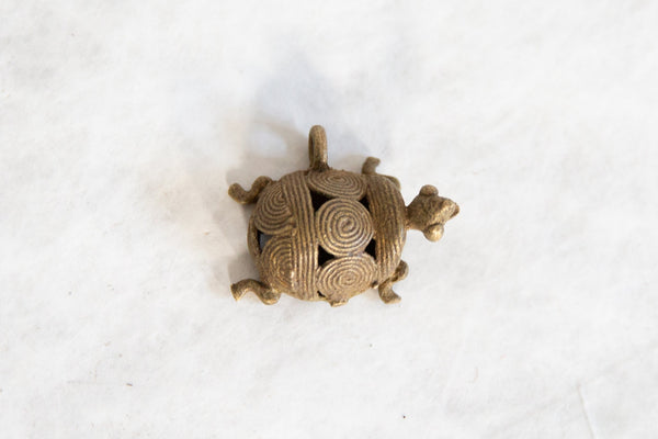 Vintage African Bronze Geometric Wire Design Turtle Pendant // ONH Item ab00816 Image 1