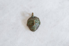 Vintage African Oxidized Bronze Small Mask Pendant // ONH Item ab00818 Image 1
