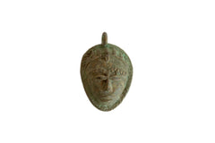 Vintage African Oxidized Bronze Mask Pendant // ONH Item ab00822
