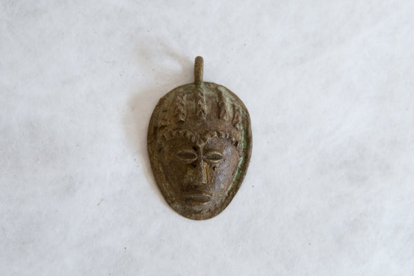 Vintage African Bronze Mask Pendant // ONH Item ab00823 Image 1