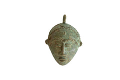 Vintage African Oxidized Bronze Mask Pendant // ONH Item ab00829