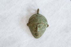 Vintage African Oxidized Bronze Mask Pendant // ONH Item ab00829 Image 1
