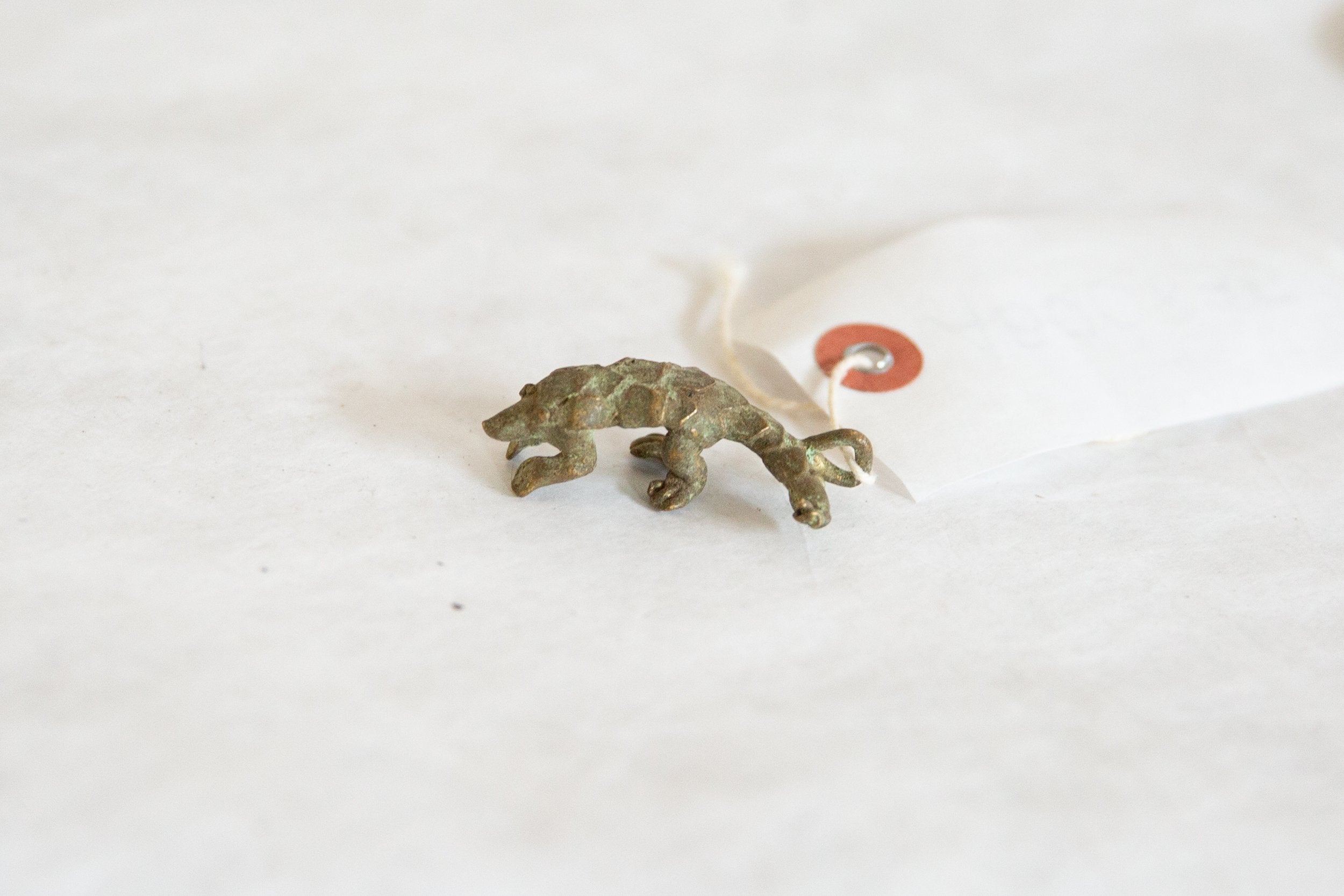 Vintage African Oxidized Bronze Small Pangolin Pendant // ONH Item ab00835 Image 1