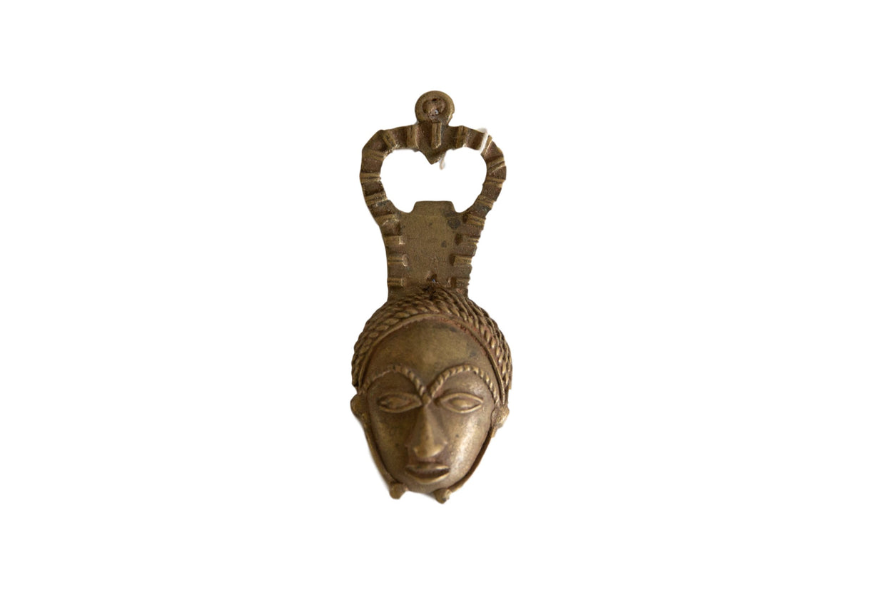 Vintage African Bronze Mask Bottle Opener // ONH Item ab00837
