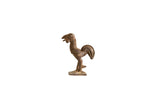 Vintage African bronze chicken sculpture with a textured, handmade body and aged patina.