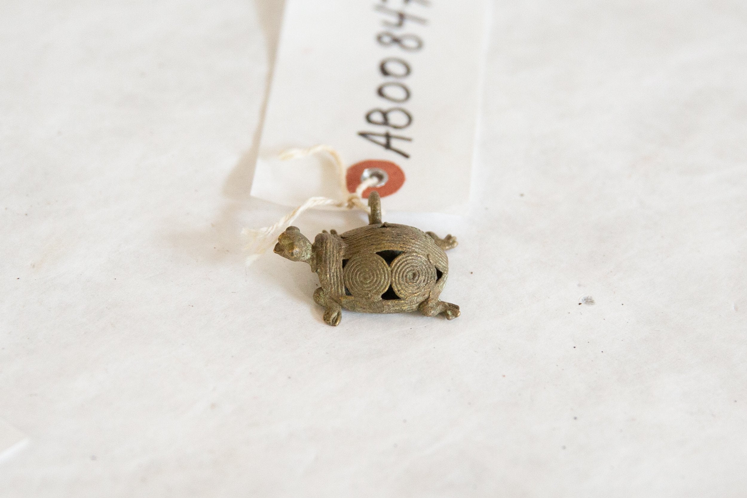 Vintage African Bronze Geometric Wire Design Turtle Pendant // ONH Item ab00847 Image 1