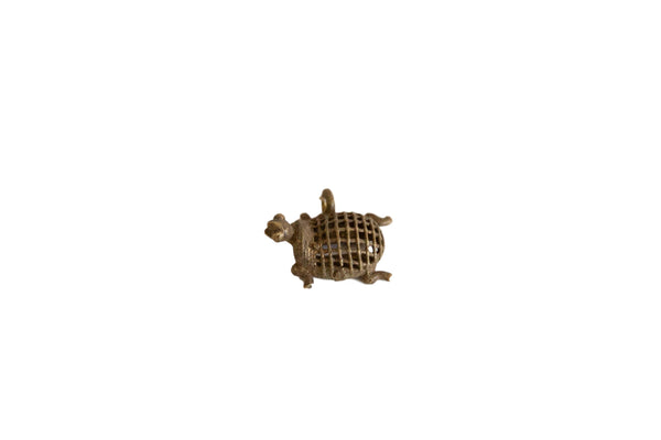 Vintage African Bronze Right Facing Mesh Design Turtle Pendant // ONH Item ab00848