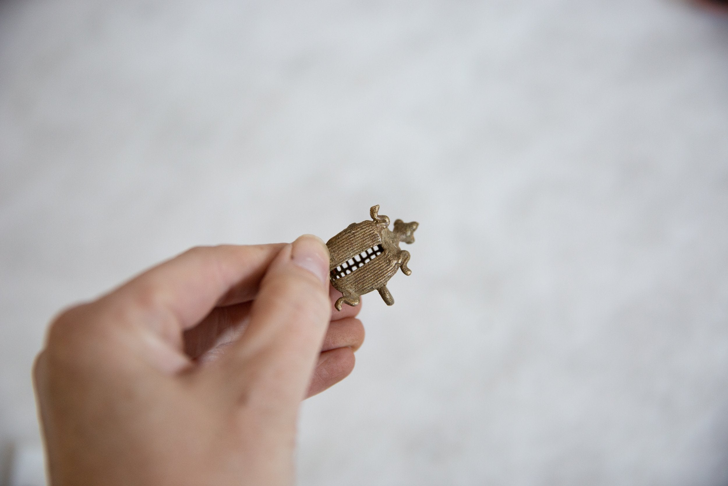 Vintage African Bronze Left Facing Mesh Design Turtle Pendant // ONH Item ab00849 Image 3