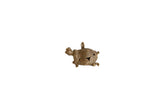 Vintage African bronze turtle pendant featuring a stylized shell with a circular wire design.