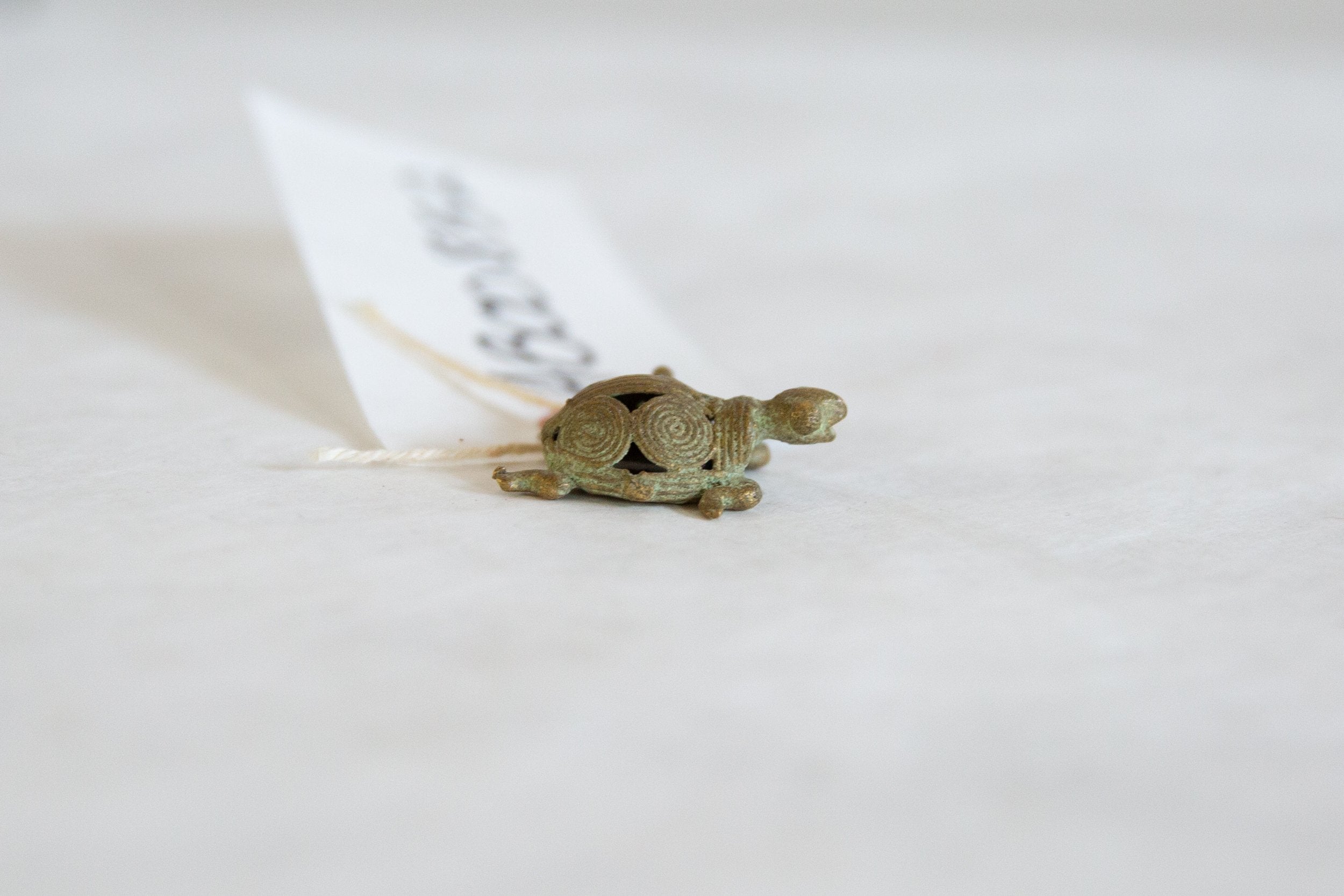 Vintage African Oxidized Bronze Geometric Design Turtle Pendant // ONH Item ab00852