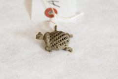 Vintage African Oxidized Bronze Right Facing Criss-Cross Mesh Design Turtle Pendant // ONH Item ab00854 Image 1