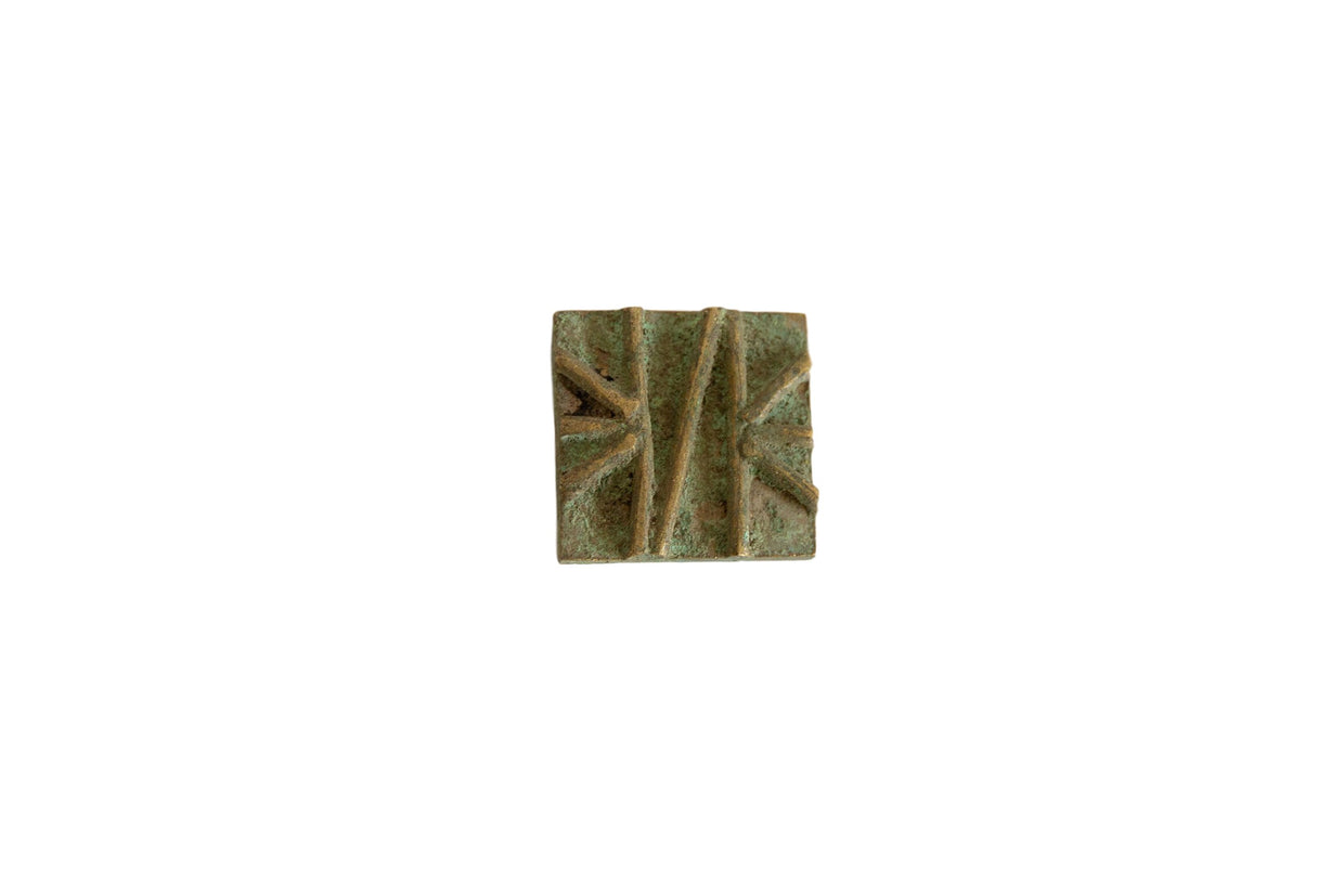 Vintage African Square Oxidized Bronze Coin // ONH Item ab00860