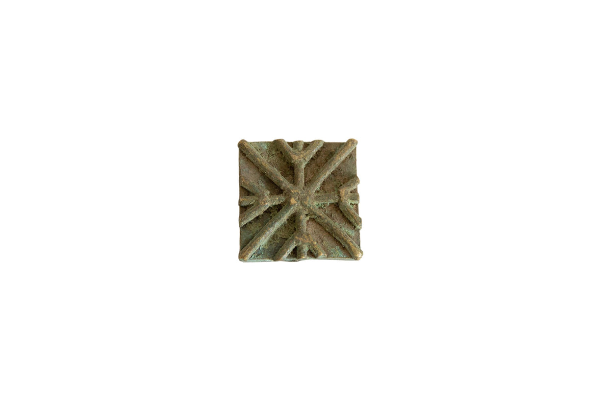 Vintage African Square Oxidized Bronze Coin // ONH Item ab00864