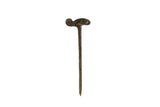 Vintage African bronze chameleon pin with a dark, textured handmade finish.