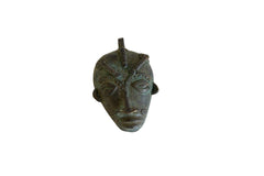 Vintage African Large Dark Oxidized Bronze Mask Pendant // ONH Item ab00877
