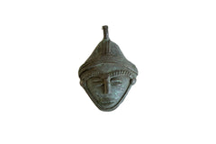Vintage African Dark Oxidized Bronze Mask Pendant // ONH Item ab00879
