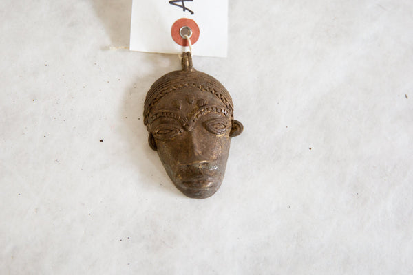 Vintage African Large Bronze Mask Pendant // ONH Item ab00885 Image 1