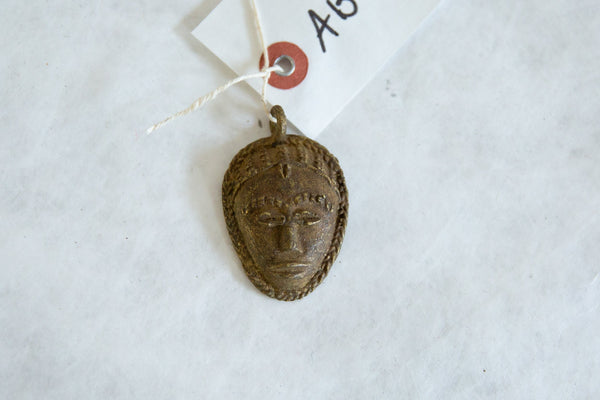 Vintage African Bronze Mask Pendant // ONH Item ab00889 Image 1