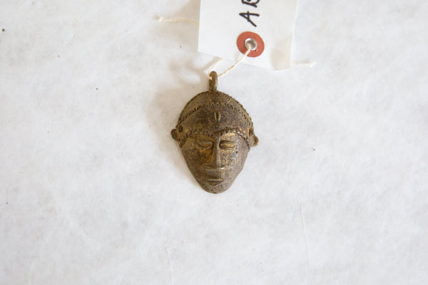 Vintage African Bronze Mask Pendant // ONH Item ab00890 Image 1