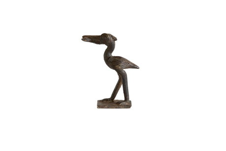 Vintage African Dark Bronze Stork with Fish // ONH Item ab00892