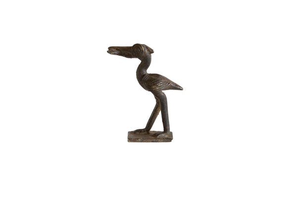 Vintage African Dark Bronze Stork with Fish // ONH Item ab00892