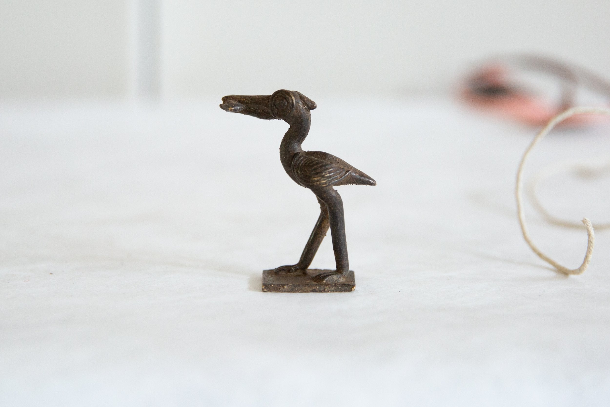Vintage African Dark Bronze Stork with Fish // ONH Item ab00892 Image 1