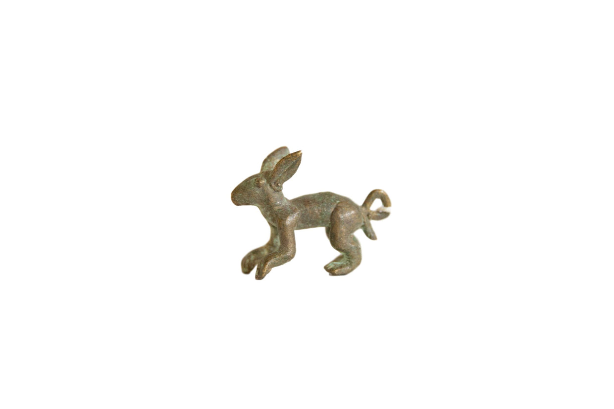 Vintage African Oxidized Bronze Hare Pendant // ONH Item ab00893