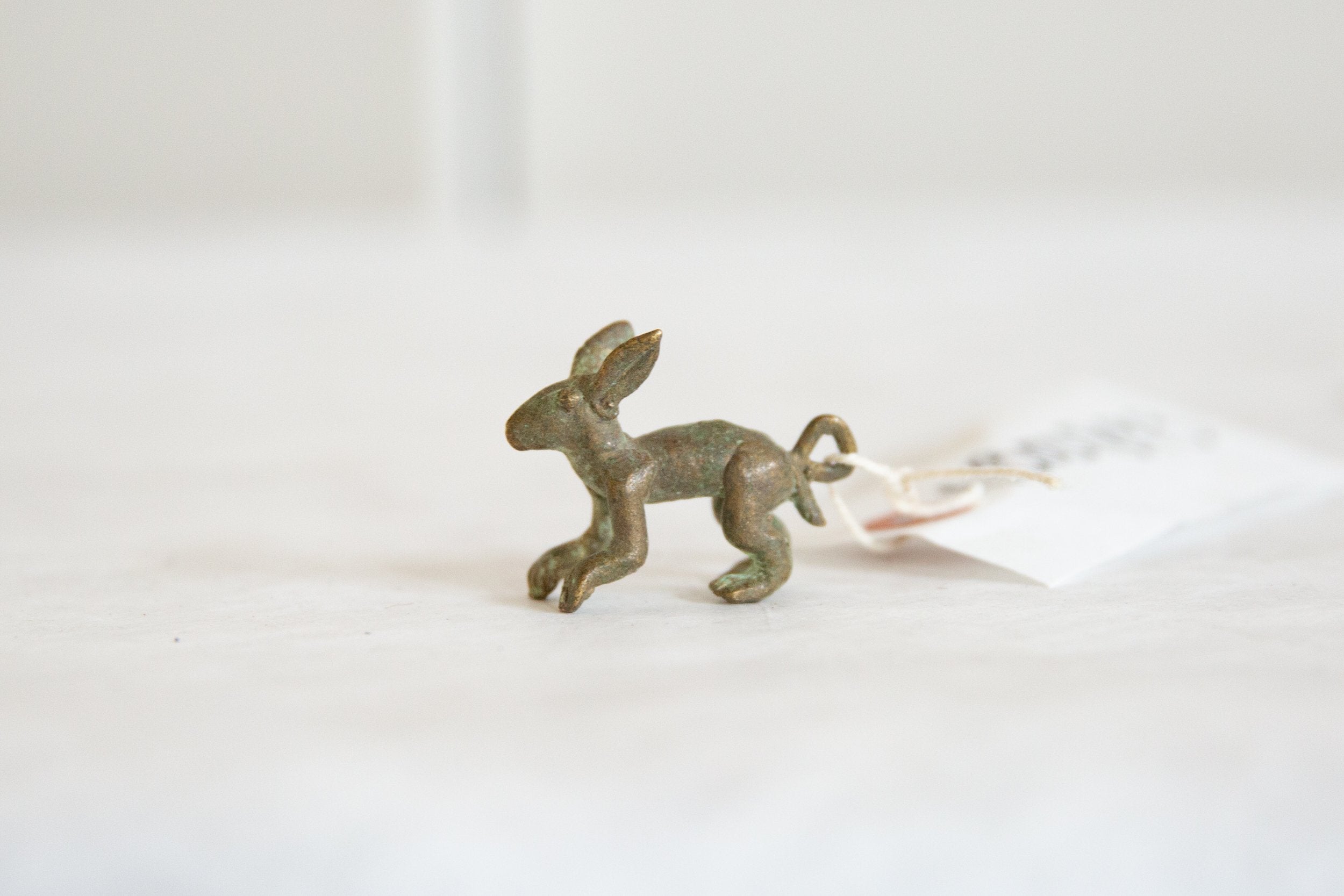 Vintage African Oxidized Bronze Hare Pendant // ONH Item ab00893 Image 1