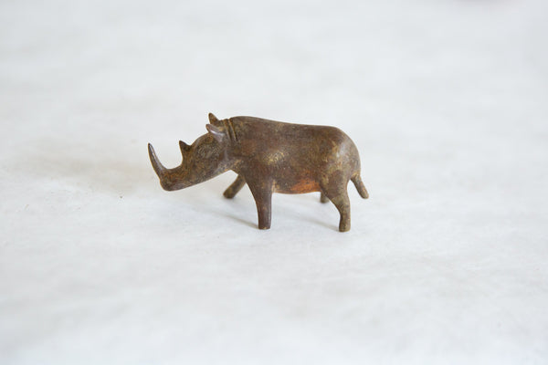 Vintage African Medium Bronze Alloy Thin Nosed Rhino // ONH Item ab00895 Image 1
