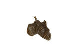 Vintage bronze pendant of the African continent with rustic bean and sickle motifs.