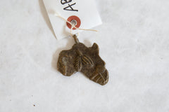 Vintage African Bronze Continent of Africa with Bean and Sickle Pendant // ONH Item ab00902 Image 1