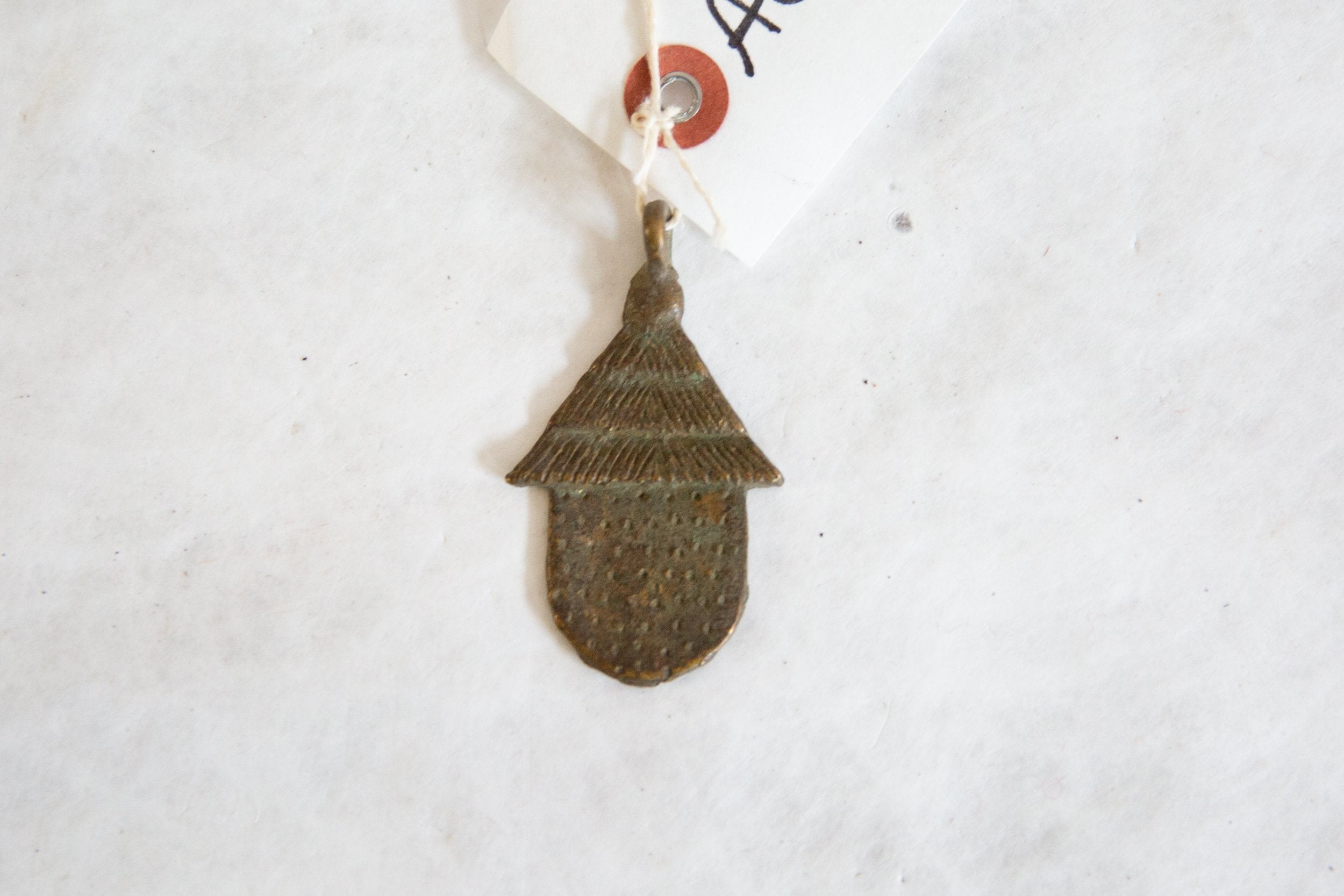 Vintage African Bronze Spotted Hut Pendant // ONH Item ab00904 Image 1