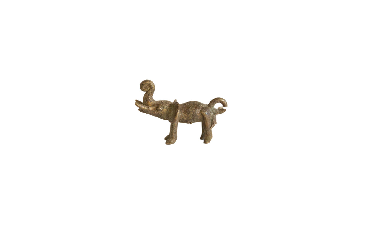 Vintage African Bronze Elephant Upward Curled Trunk Pendant // ONH Item ab00905