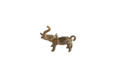 Vintage African Bronze Elephant Trunk Up Tongue Out Pendant // ONH Item ab00906