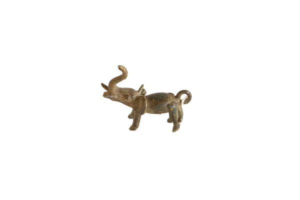 Vintage African Bronze Elephant Trunk Up Tongue Out Pendant // ONH Item ab00906